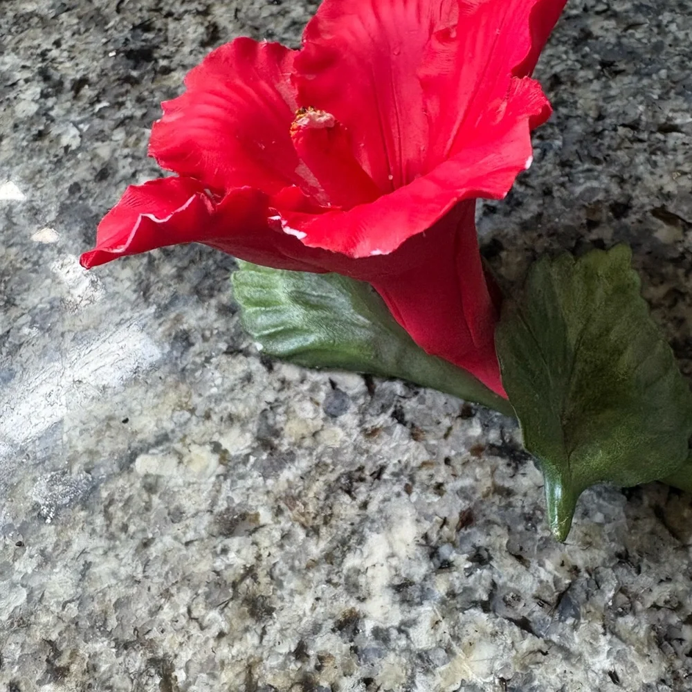 Vintage Capodiment Fabar Vibrant Red Hibiscus Flower made in Italy